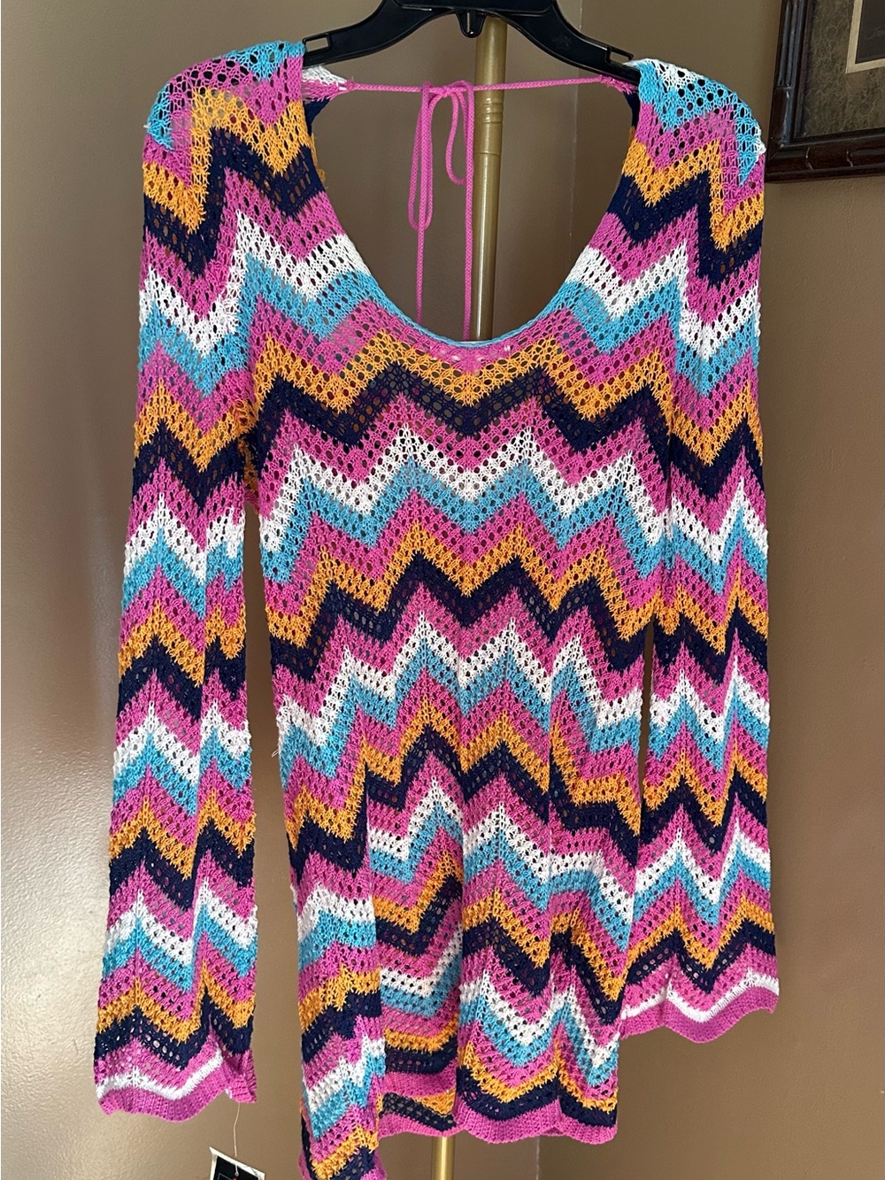 Miken Swim Crochet Chevron Cover-Up in Multicolor